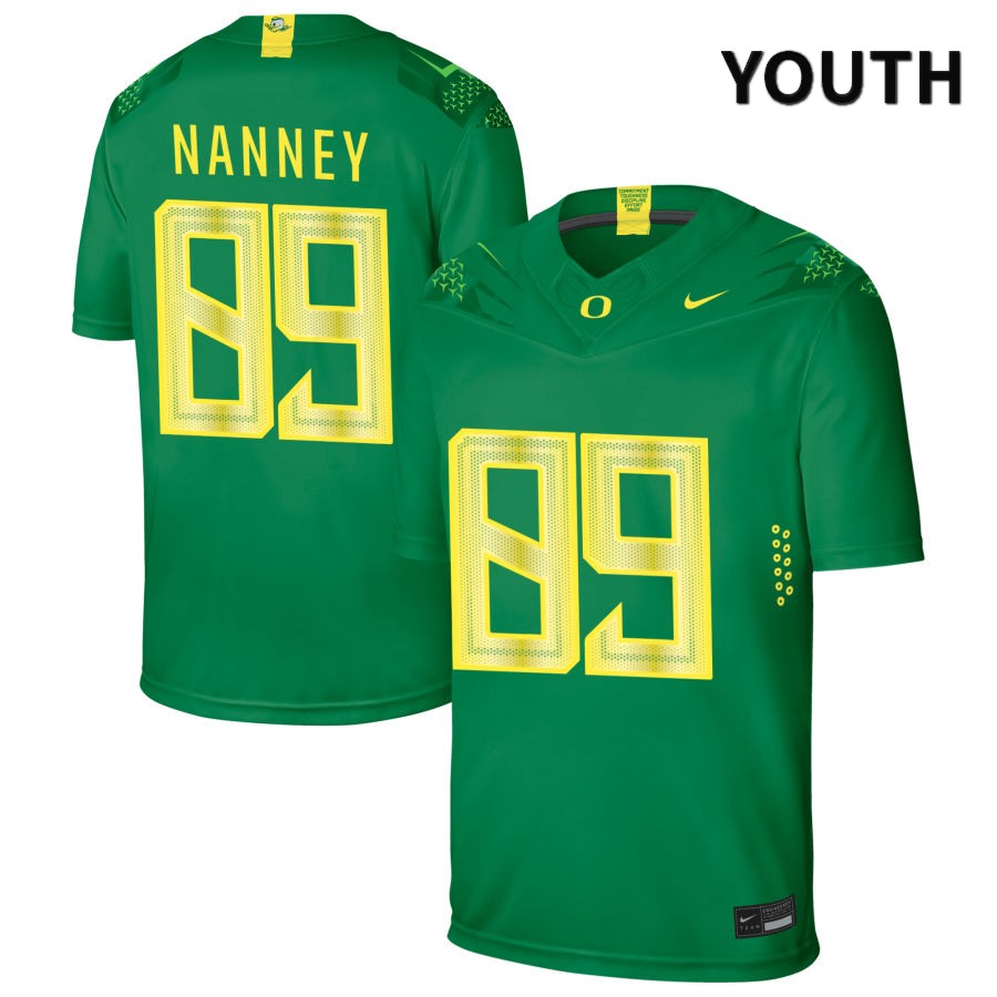 Oregon Ducks Youth #89 Tyler Nanney Football College Authentic Green NIL 2022 Nike Jersey YZD88O3D